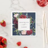 秋の庭 |ネイビーブルー結婚ズ スタンダードカクテルナプキン (インサイチュ)