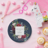 秋の庭 |ネイビーブルー結婚ズ ペーパープレート (パーティー)