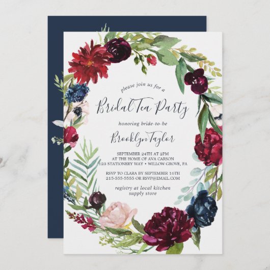 秋の庭 |ブルゴーニュリースブライダルティーパーティー 招待状 (正面/裏面)