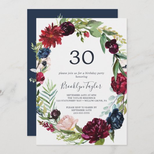 秋の庭 |ブルゴーニュリース30th Birthday 招待状 (正面/裏面)