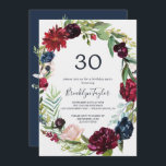 秋の庭 |ブルゴーニュリース30th Birthday 招待状<br><div class="desc">この秋の庭ブルゴーニュリース30歳の誕生日の招待状は、秋の誕生日パーティーに最適だ。フローラデザインは素晴らし赤面ピンク、赤、ネイビー、ブルゴーニュの水彩花、花や緑のリースを活葉活な秋に配置した。名誉のゲストとイベントの名前でカードの背面をパーソナライズ。</div>