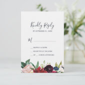 秋の庭 | BurgundyシンプルRSVPカード 出欠カード (スタンド正面)