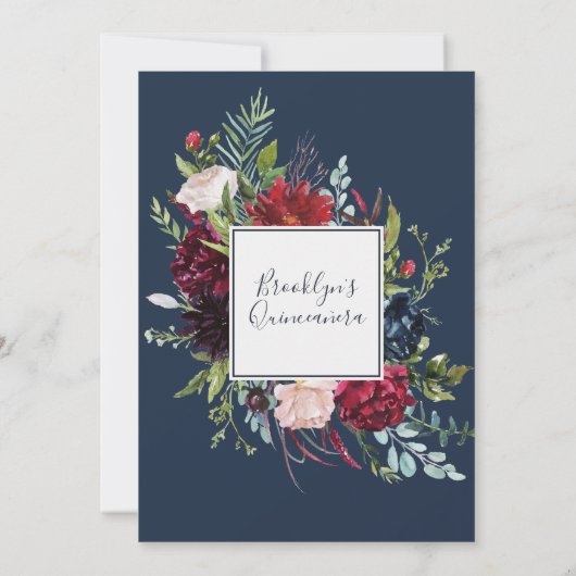 秋の庭 | Burgundy Quinceaenera 招待状 (裏面)