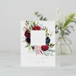 秋の庭 | Silver Foil Wedding日付を保存 箔招待状ポストカード