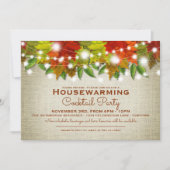 秋の引っ越し祝いパーティーカクテルパーティー 招待状 (正面)