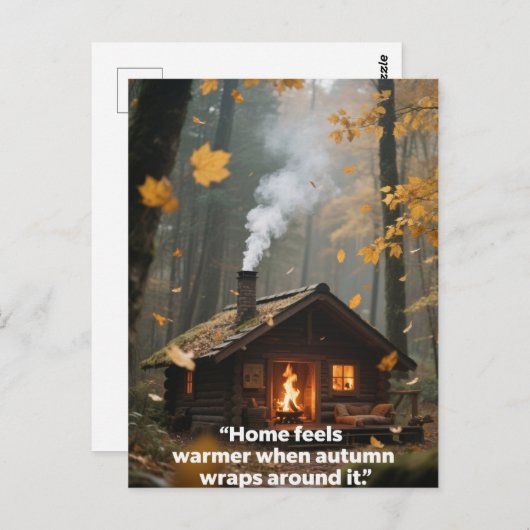 秋の引用文の森の木離れ々の道 ポストカード (正面/裏面)