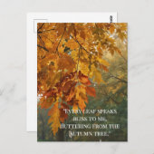 秋の引用文の森の木離れ々の道 ポストカード (正面/裏面)