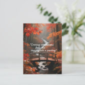 秋の引用文の森の木離れ々の道 ポストカード (スタンド正面)