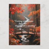 秋の引用文の森の木離れ々の道 ポストカード (正面)