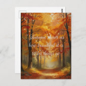 秋の引用文の森の木離れ々の道 ポストカード (正面/裏面)