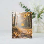 秋の引用文の森の木離れ々の道 ポストカード (スタンド正面)