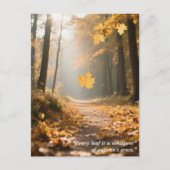 秋の引用文の森の木離れ々の道 ポストカード (正面)