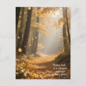 秋の引用文の森の木離れ々の道 ポストカード (正面)