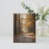 秋の引用文の森の木離れ々の道 ポストカード (スタンド正面)