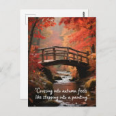 秋の引用文の森の木離れ々の道 ポストカード (正面/裏面)