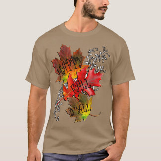 秋の引用文ハッピー秋オール、パターン葉秋 Tシャツ