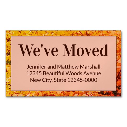 秋の引越し発表新しい住所マグネット マグネット名刺 (正面)