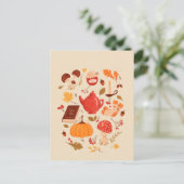 秋の必需品イラストレーションはがき ポストカード (スタンド正面)