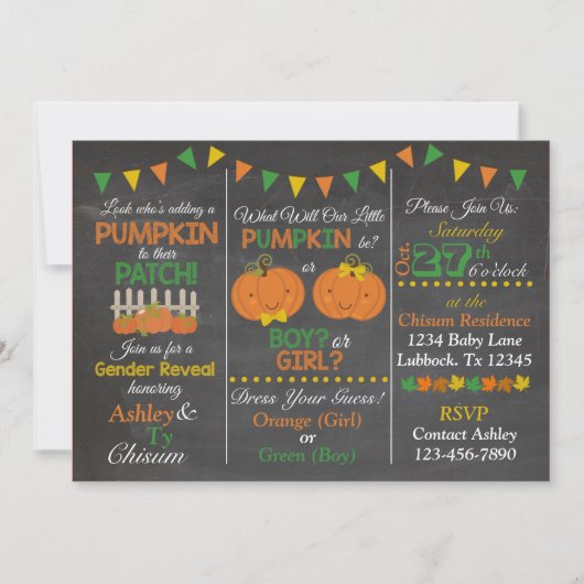 秋の性別公開招待状 招待状 (正面)