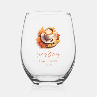 秋の恋が育む、コーヒーに酔う  ブライダルシャワー ステムなしワイングラス