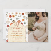 秋の恋に落ちるパンプキン　ラスティックベイビーシャワーの写真 招待状 (正面)