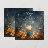 秋の恋に落ちるホタル草原ベイビーシャワー 招待状 (正面/裏面)