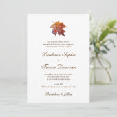 秋の恋に落ちる自然テーマの水彩画の葉のウェディング 招待状 (スタンド正面)