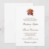 秋の恋に落ちる自然テーマの水彩画の葉のウェディング 招待状 (正面/裏面)