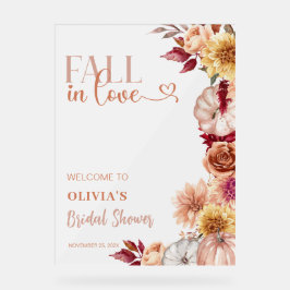 秋の恋に落ちる ウェルカム ブライダルシャワー フロステッド アクリルサイン