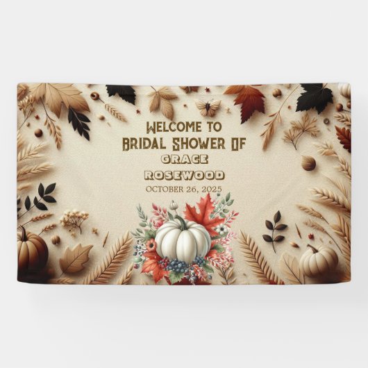 秋の恋に落ちる パンプキンカントリー ラスティック ブライダルシャワー 横断幕 (横)