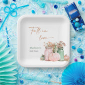 秋の恋に落ちる パンプキン フラワージャー ブライダルシャワー ペーパープレート (パーティー)