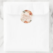 秋の恋に落ちる ボヘミアンテラコッタパンプキン ブライダルシャワー ラウンドシール (バッグ)