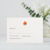 秋の恋に落ちる 優雅な秋の結婚式 出欠カード (スタンド正面)