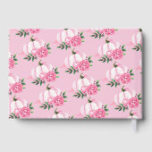 秋の恋のピンクのカボチャのクラシカルな結婚前お披露目パーティー ゲストブック (裏面)