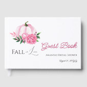 秋の恋のピンクのカボチャのクラシカルな結婚前お披露目パーティー ゲストブック (正面)