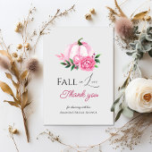 秋の恋のピンクのカボチャのクラシカルな結婚前お披露目パーティー サンキューカード