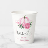 秋の恋のピンクのカボチャのナチュラルな結婚前祝賀会 紙コップ (裏面)