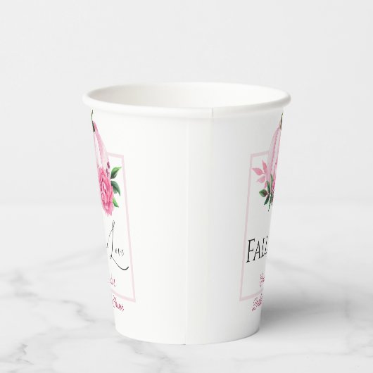 秋の恋のピンクのカボチャのナチュラルな結婚前祝賀会 紙コップ (右)