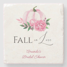 秋の恋のピンクのカボチャのラスティックな花嫁のシャワー ストーンコースター