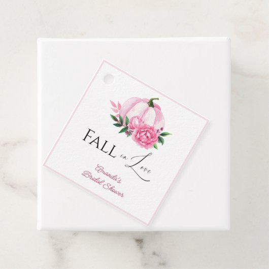 秋の恋のピンクのカボチャのラスティックな花嫁のシャワー フェイバータグ (インサイチュ)