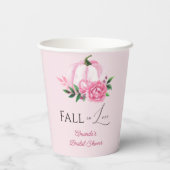 秋の恋のピンクのカボチャの結婚前お祝い 紙コップ (裏面)