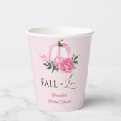 秋の恋のピンクのカボチャの結婚前お祝い 紙コップ (正面)