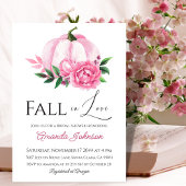 秋の恋のピンクのカボチャ ナチュラル ブライダルシャワー 招待状