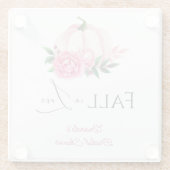 秋の恋のピンクのカボチャ　ラスティック　ブライダルシャワー ガラスコースター (裏面)