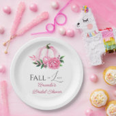 秋の恋のピンクのカボチャ　ラスティック ブライダルシャワー ペーパープレート (パーティー)