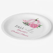 秋の恋のピンクのカボチャ　ラスティック ブライダルシャワー ペーパープレート (アングル)