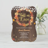 秋の恋のブライダルシャワー オータムリース ラスティック 招待状 (スタンド正面)