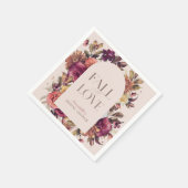 秋の恋のリース アーチ ピンク ブライダル シャワー スタンダードカクテルナプキン (角)