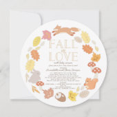 秋の恋の森の動物の赤ちゃんシャワーby Mail 招待状 (正面)