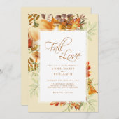秋の恋の水彩パンプキンウェディング 招待状 (正面/裏面)